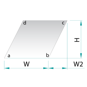 Caurspīdīgs stikls - paralelograms